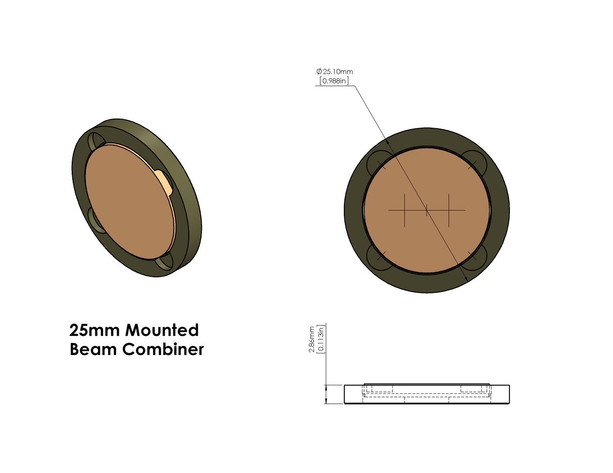 25mm Mounted ZnSe CO₂ Laser Beam Combiner – 10.6µm with Adjustable Mount