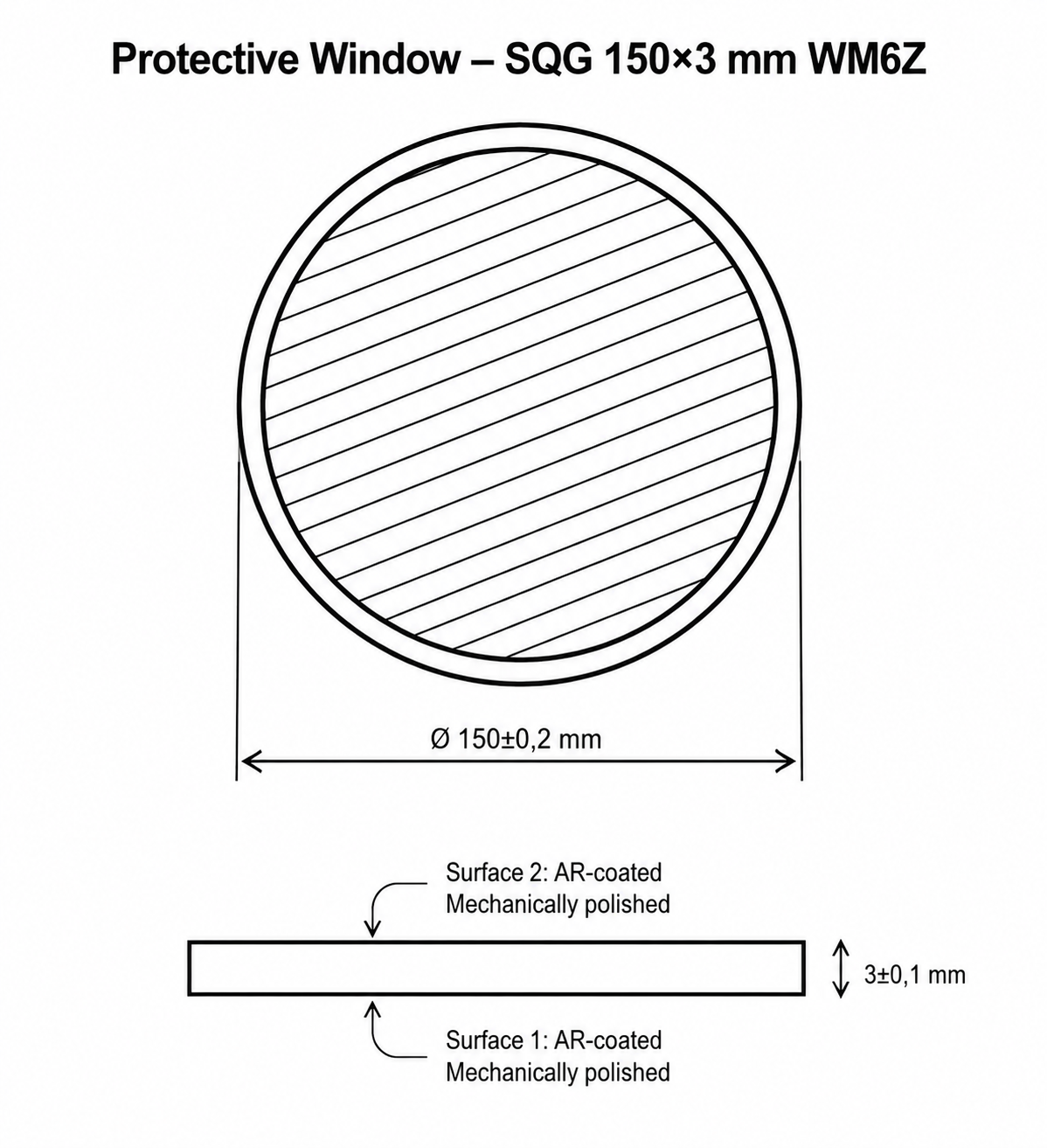 FS150X3.0 - Fiber Protective Window 150mm X 3mm
